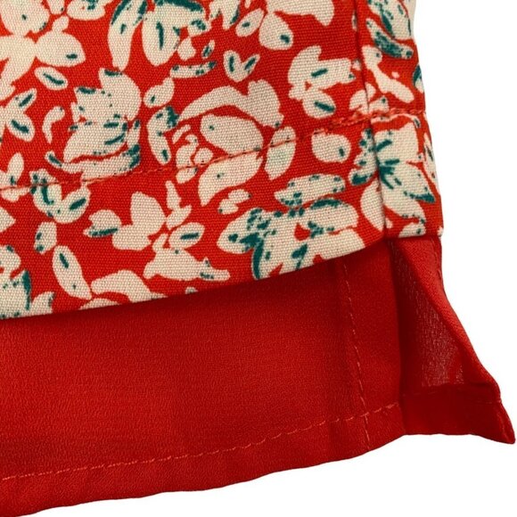 Skies Are Blue Red & Cream Floral Crochet Detail Sleeveless Blouse Top - Picture 6 of 7